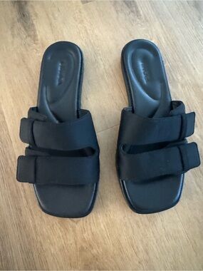 Vince Black Double-Strap Slide Mules